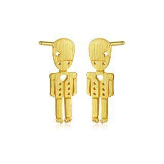 Sterling Silver Plated Gold Fashion Cute Cartoon Character Stud Earrings Golden - One Size
