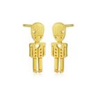 Sterling Silver Plated Gold Fashion Cute Cartoon Character Stud Earrings Golden - One Size