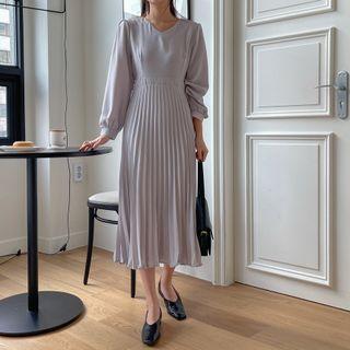 Tie-back Pleated-hem Long Dress