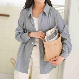 Plain Shirt Grayish Blue - One Size