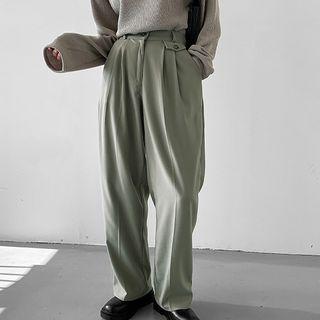 Flap Napped Wide-leg Dress Pants