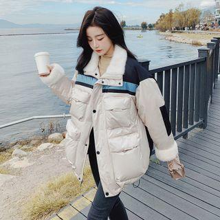 Color Panel Padded Coat Jacket
