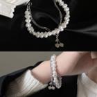 Cherry Alloy Faux Pearl Layered Bracelet 2206a - Bracelet - Cherry - White - One Size