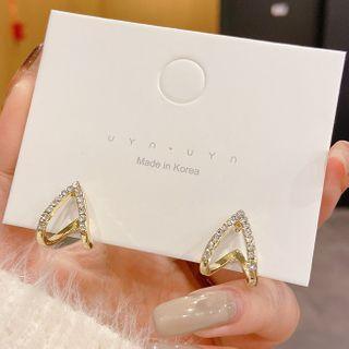 Rhinestone Earring 01 - 1 Pair - Gold - One Size