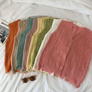 Plain Single-breasted Knit Vest
