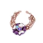 Fashion Flowers Bracelet With Purple Austrian Element Crystal