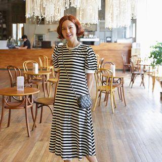 Marine Stripe Long Flare Dress