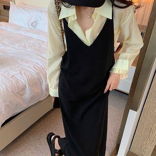 Slit Midi Sheath Overall Dress