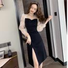 Puff-sleeve Shirred Paneled A-line Dress (various Designs)