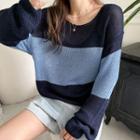 Loose Two-tone Knit Top