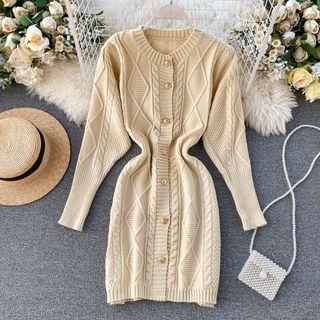 Buttoned Mini Sweater Dress