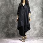 Long-sleeve Placket Long Top