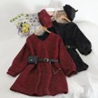 Set: Glitter Pullover Dress + Beret + Belt Bag