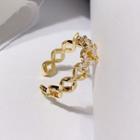 Rhinestone Ring Open Ring - Gold - One Size