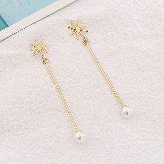 Faux Pearl Dangle Earring S930 Silver Needle - One Size