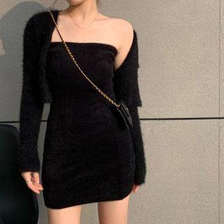 Strapless Fluffy Sheath Dress / Jacket