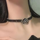Rose Faux Crystal Alloy Choker 1pc - Black & White - One Size