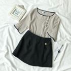 Short-sleeve Knit Top / Plain Skort