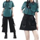 Set : Color Block Pocket Shirt