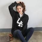 Zipped Stand-collar Lettering Anorak Pullover