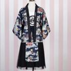 Set: Print Short-sleeve T-shirt + A-line Mesh Skirt + Print Jacket