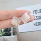 Square Faux Cat Eye Stone Alloy Earring 1 Pair - White - One Size