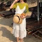 Short-sleeve T-shirt / Spaghetti Strap Frill Trim Dress