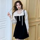 Hooded Two-tone A-line Dress