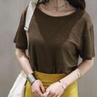 Round-neck Short-sleeve Linen Blend T-shirt