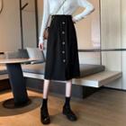 High-waist Single Breasted A-line Skirt