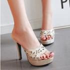 High Heel Platform Glitter Sandals