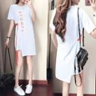 Short-sleeve Lettering Print A-line Mini T-shirt Dress