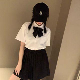 Bow Shirt / Pleated Skirt