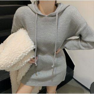 Mini A-line Knit Hoodie Dress
