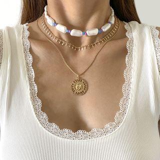 Set Of 3: Necklace Set Of 3 - 0720 - Gold - One Size