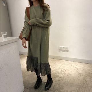 Contrast Hem Midi Pullover Dress