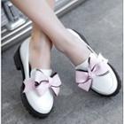 Ribbon Accent Block Heel Loafers
