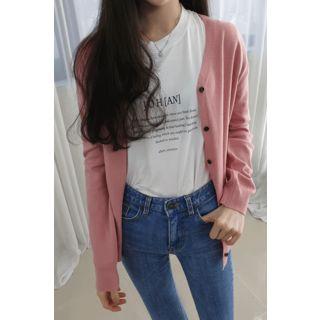 Petite Size V-neck Textured Cardigan