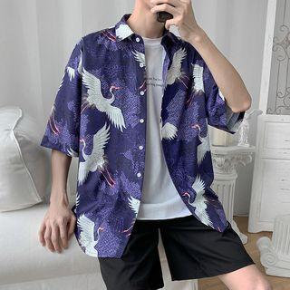 Crane Printed Short-sleeve Shirt