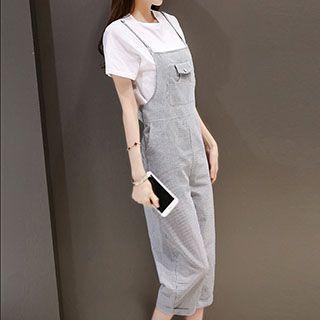 Set: Short-sleeve T-shirt + Striped Jumper Pants