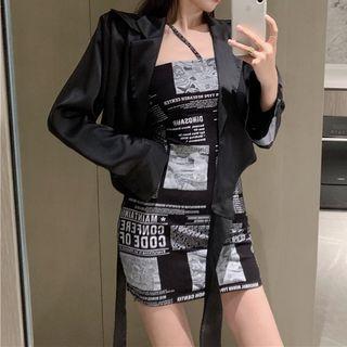 Spaghetti-strap Print Mini Sheath Dress / Blazer