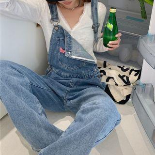 Embroidered Denim Dungaree Pants