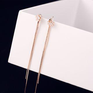 925 Sterling Silver Rhinestone Snowflake Drop Earring As Shown In Figure - One Size