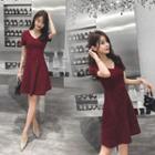 Short-sleeve Glitter Mini A-line Dress