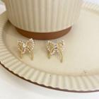 Faux Pearl Bow Earring 1 Pair - Faux Pearl Bow Silver Pin Earring - One Size