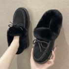 Lace-up Fluffy Trim Ankle Snow Boots