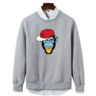 Long-sleeve Monkey Printed Top