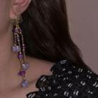 Flower Alloy Fringed Earring 1 Pair - Purple & Gold - One Size