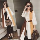 Colour Block 3/4-sleeve Coat