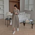 Square-neck Tie-back Midi Flare Dress